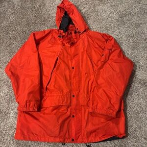 Vintage Eddie Bauer Outdoor Outfitter Red Hooded Rain Parka Jacket Size XXL Tall